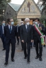 Il Presidente della Repubblica Sergio Mattarella con le autorità locali, in occasione della cerimonia di commemorazione dedicata alle vittime bargamasche del covid-19