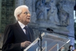 Bergamo - Il Presidente della Repubblica Sergio Mattarella in occasione della cerimonia di commemorazione dedicata alle vittime bargamasche del covid-19