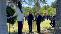 Il Presidente della Repubblica Sergio Mattarella e il Presidente della Repubblica di Slovenia Borut Pahor in occasione della deposizione di una corona di fiori presso il Monumento dei Caduti Sloveni 