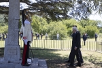 Il Presidente della Repubblica Sergio Mattarella e il Presidente della Repubblica di Slovenia, Borut Pahor depongono una corona al monumento ai caduti sloveni