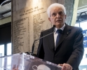  Il Presidente della Repubblica Sergio Mattarella alla stazione di Bologna subito dopo aver deposto una corona di fiori sulla lapide  in memoria delle vittime della strage