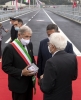 Genova - Il Presidente della Repubblica Sergio Mattarella accolto da Giovanni Toti, Presidente della Regione Liguria e Marco Bucci, Sindaco di Genova, in occasione della cerimonia di inaugurazione del nuovo viadotto sul Polcevera