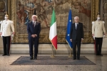 Il Presidente Sergio Mattarella e il Presidente della Repubblica Federale di Germania Frank-Walter Steinmeier a palazzo Reale
