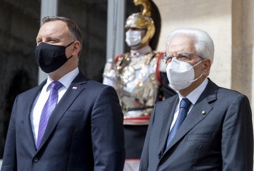 Il Presidente Sergio Mattarella con S.E. Andrzej Duda, Presidente della Repubblica di Polonia, in occasione della cerimonia di benvenuto