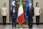 Il Presidente Sergio Mattarella con il Presidente della Repubblica Ellenica, S.E. la Signora Katerina Sakellaropoulou, in visita ufficiale