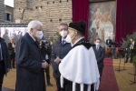 Il Presidente Sergio Mattarella con Gaetano Manfredi, Ministro dell’Università e Ricerca, e Francesco Adornato, Rettore dell’Università degli Studi di Macerata, in occasione della cerimonia di inaugurazione dell’Anno Accademico 2020/2021 dell’Università degli Studi di Macerata. 
