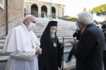 Il Presidente Sergio Mattarella con Sua Santità Papa Francesco e Sua Santità Bartolomeo I, Patriarca ecumenico di Costantinopoli
