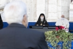 Il Presidente Sergio Mattarella con Sua Santità Papa Francesco e Sua Santità Bartolomeo I, Patriarca ecumenico di Costantinopoli.
