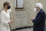 Il Presidente Sergio Mattarella con il Presidente della Repubblica di Estonia, S.E. la Signora Kersti Kaljulaid