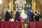 Il Presidente incaricato Mario Draghi nel corso delle dichiarazioni al termine del colloquio con il Presidente Sergio Mattarella