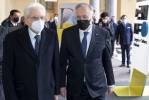 Il Presidente Sergio Mattarella accolto dal Prof. Andrea Riccardi, Presidente della Società Dante Alighieri,  al suo arrivo a Palazzo Firenze, sede della Società Dante Alighieri, in occasione della cerimonia di inaugurazione della piattaforma digitale Dante.Global