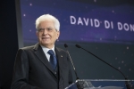 Il Presidente Sergio Mattarella durante la cerimonia di presentazione dei candidati ai Premi “David di Donatello” per l’anno 2021 
