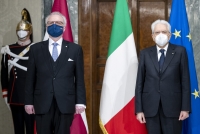 Il Presidente Sergio Mattarella con il Presidente della Repubblica di Lettonia Egils Levits, in visita ufficiale