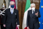 Il Presidente Sergio Mattarella con il Presidente della Repubblica di Lettonia Egils Levits, in visita ufficiale