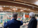 Il Presidente della Repubblica Sergio Mattarella nel corso della visita al Centro vaccinale Fiera di Brescia