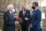 Il Presidente della Repubblica Sergio Mattarella con Rodolfo Ziberna sindaco di Gorizia,e con Klemen Miklavic sindaco di Nova Gorica  
