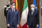 Il Presidente Sergio Mattarella con il Presidente della Repubblica di Macedonia del Nord, Stevo 
Pendarovsk