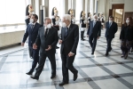 Il Presidente Sergio Mattarella con i Capitani Reggenti della Repubblica di San Marino, LL.EE.,i Signori Gian Carlo Venturini e Marco Nicolini, in visita ufficiale. 
