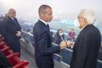 Roma - Il Presidente della Repubblica Sergio Mattarella saluta Ceferin e Infantino allo stadio olimpico in occasione della partia inaugurale Italia Turchia degli Europei di calcio 2020