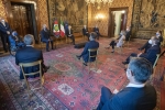 Il Presidente della Repubblica Sergio Mattarella durante l'incontro con Giovanni Malagò, Presidente del CONI e Luca Pancalli Presidente del Comitato Italiano Paralimpico ,unitamente ad una delegazione del comitato organizzatore delle Olimpiadi di Milano-Cortina 2026
