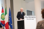 Il Presidente della Repubblica Sergio Mattarella nel corso del suo intervento all'inaugurazione del nuovo Campus di Architettura del Politecnico di Milano