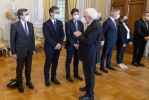 Il Presidente Sergio Mattarella con il Presidente del Consiglio dei Ministri Mario Draghi ed altri membri del Governo, in vista del Consiglio Europeo