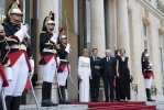 Il Presidente Sergio Mattarella e il Presidente della Repubblica Francese Emmanuel Macron, in occasione del Pranzo di Stato