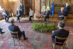 Il Presidente Sergio Mattarella nel corso dell'incontro con Eugenio Occorsio, Presidente della Fondazione Vittorio Occorsio, e una delegazione del sodalizio