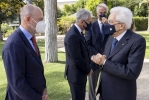 Il Presidente Sergio Mattarella saluta  Angelo Binaghi, Presidente della Federazione Italiana Tennis, in occasione dell'incontro con la Nazionale di calcio italiana, di ritorno dai Campionati europei, e con la Federazione Italiana Tennis, di ritorno dal Torneo di Wimbledon