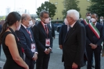 Il Presidente della Repubblica Sergio Mattarella con Claudio Feltrin, Presidente FederlegnoArredo,con Gianfranco Marinelli, Presidente FederlegnoArredo EventiS.p.A e con Maria Porro, Presidente del Salone del Mobile di Milano, all’inaugurazione del Salone del Mobile