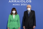 Il Presidente Sergio Mattarella con Katerina Sakellaropoulou, Presidente della Repubblica Ellenica, in occasione della XVI riunione del gruppo Arraiolos