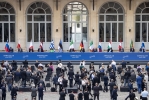 Il Presidente Sergio Mattarella e i Capi di Stato partecipanti alla XVI riunione del Gruppo Arraiolos nel corso delle dichiarazioni alla stampa