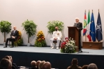 
Il Presidente della Repubblica Sergio Mattarella durante il suo indirizzo di saluto alla cerimonia di celebrazione del 70° anniversario della NATO in Italia