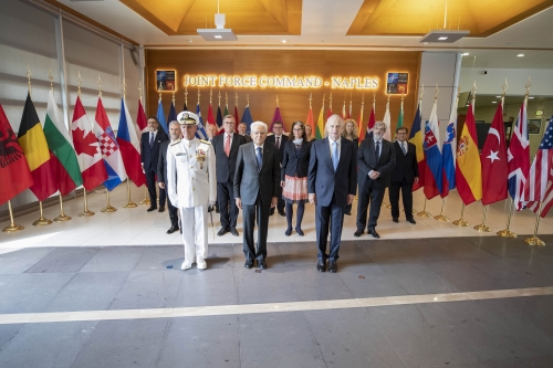 Il Presidente della Repubblica Sergio Mattarella alla celebrazione del 70° anniversario della NATO in Italia
