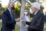 Il Presidente Sergio Mattarella con Giovanni Malagò, Presidente del Comitato Olimpico Nazionale Italiano, in occasione della cerimonia di restituzione della bandiera da parte degli atleti italiani di ritorno dai Giochi Olimpici e Paralimpici di Tokyo 2020 