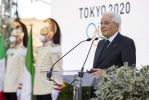 Il Presidente Sergio Mattarella in occasione della cerimonia di restituzione della bandiera da parte degli atleti italiani di ritorno dai Giochi Olimpici e Paralimpici di Tokyo 2020 