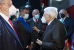 Il Presidente Sergio Mattarella con Michele Emiliano, Presidente della Regione Puglia, Antonio Decaro, Sindaco della Città Metropolitana di Bari, Paolo Bagnoli, Direttore della Rivista storica del Socialismo e Giuseppe Lovascio, Sindaco di Conversano, al termine della cerimonia commemorativa del centenario della morte di Giuseppe Di Vagno