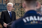 Il Presidente Sergio Mattarella rivolge il suo indirizzo di saluto in occasione dell'incontro con la Nazionale italiana di pallavolo femminile e maschile