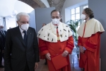 Il Presidente della Repubblica Sergio Mattarella con Paolo Andrei, Rettore dell’Università degli Studi di Parma,in occasione della cerimonia di conferimento della laurea honoris causa in “Relazioni internazionali ed europee” al Presidente della Repubblica  
