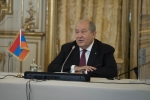 Il Presidente della Repubblica d'Armenia Armen Sarkissian,  durante i colloqui al Quirinale in occasione della Visita di Stato 