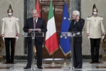 Il Presidente Sergio Mattarella e il Presidente della Repubblica d'Armenia Armen Sarkissian, durante le dichiarazioni alla stampa