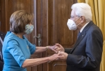 Il Presidente Sergio Mattarella con Nancy Pelosi, Speaker della Camera dei Rappresentanti degli Stati Uniti d’America, in occasione della cerimonia di apertura della riunione Parlamentare Pre-COP26