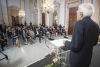 Il Presidente Sergio Mattarella, all'Ambasciata d’Italia a Berlino, con Frank-Walter Steinmeier, Presidente della Repubblica Federale di Germania, in occasione della Cerimonia di consegna del Premio dei Presidenti per la Cooperazione comunale tra Italia e Germania  
