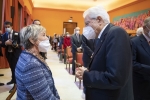 Il Presidente della Repubblica Sergio Mattarella saluta Gabriella Ciampi,in occasione della cerimonia di presentazione degli Studi in onore di Carlo Azeglio Ciampi elaborati in occasione dei cento anni dalla nascita (1920-2020)
