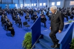 Il Presidente Sergio Mattarella al termine dell'intervento alla cerimonia di inaugurazione dell'anno accademico dell'Università degli Studi di Pisa riceve l'applauso dei presenti