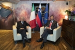 Il Presidente della Repubblica, Sergio Mattarella con Borut Pahor Presidente della Repubblica di Slovenia, durante i colloqui 
