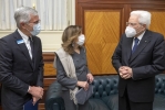 Il Presidente Sergio Mattarella con Maria Elisabetta Alberti Casellati, Presidente del Senato della Repubblica e Bruno Gridelli, Vice-Presidente Fondazione Ri.MED,  in occasione della presentazione del Centro per le Biotecnologie e la Ricerca Biomedica in costruzione a Carini