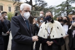 Il Presidente della Repubblica Sergio Mattarella con il Rettore dell’Università di Foggia durante la cerimonia di inaugurazione dell’anno accademico 2021-2022  
