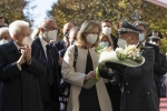 Il Presidente della Repubblica Sergio Mattarella e la Sig.ra Laura,madrina della cerimonia, nella nuova sede dell'Accademia della Guardia di Finanza,in occasione dell'inaugurazione 
