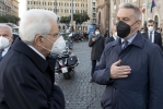 Il Presidente Sergio Mattarella con Lorenzo Guerini, Ministro della difesa, alla celebrazione della Santa Messa in ricordo dell’accoglimento in Roma del feretro del Milite Ignoto